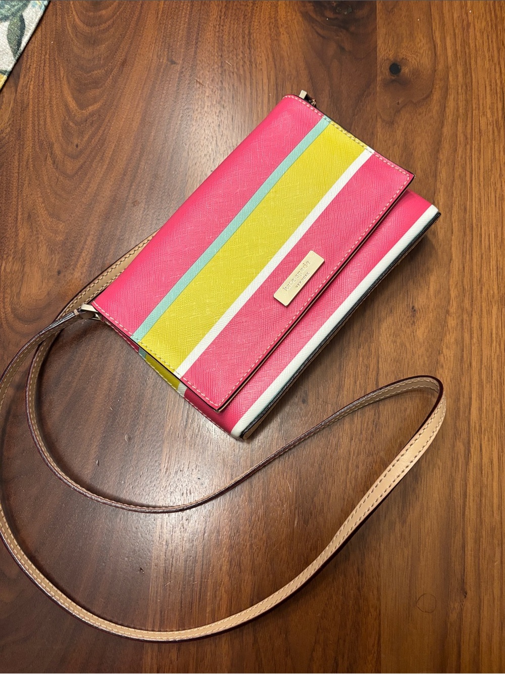 Kate Spade Colorblock Pink Stripe Crossbody Purse